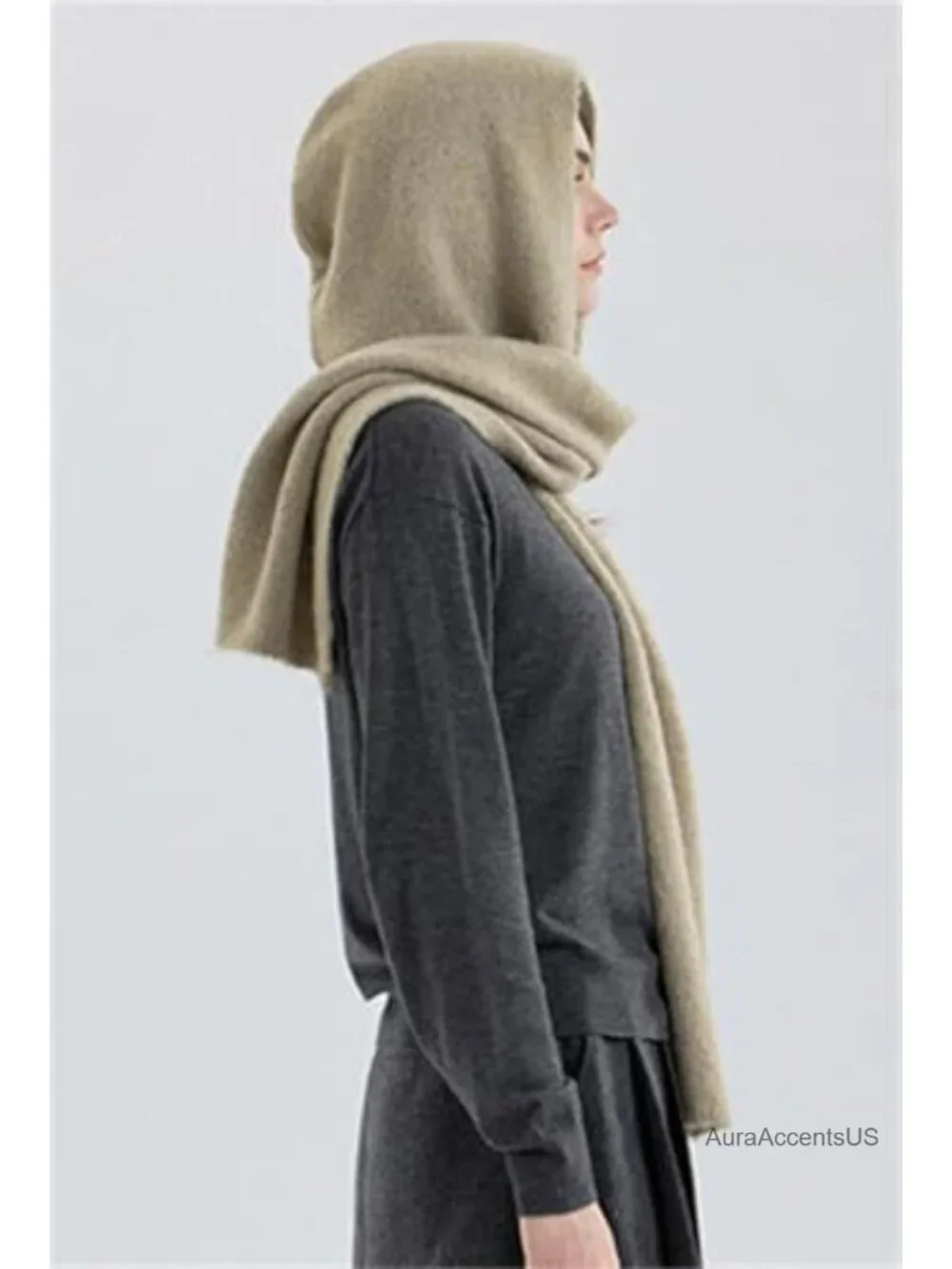 Hooded Knit Cape Scarf Wrap Women Winter Shawl Acrylic Neckwarmer